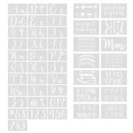 Seahelms 45 Pcs Letter Stencils for Painting on Wood,Reusable Plastic Letter Number Templates Set with Numbers and Signs,Alphabet Stencils for Art Drawing Wood Painting Letter Blessing Gift Tag