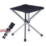 Azarxis Folding Stool Camping Foldable Stool Portable 4-Legged Chair Lightweight for Fishing BBQ Picnic Outdoors Indoors Kitchen (Black - L)