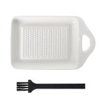 Kioiner Ceramics Grater Plate, Porcelain Grater Plate Dish with Mini Cleaning Brush for Ginger Garlic Onion Nutmeg Carrots Cheese Lemon Chocolate Vegetables and Fruits