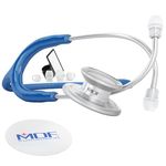 MDF Instruments, MD One Epoch Lightweight Titanium Stethoscope, Adult, Royal Blue Tube, Silver Chestpiece-Headset, MDF777T10