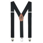 Peluche Plaid Black Black Coloured 3.5cm Strap Width Elastic Suspenders for Men