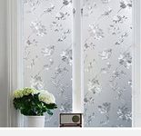 KREEPO Vinyl Flower Frosting Film Opaque Frosted Privacy Window Film Sticker Sheets for Front Door/Bathroom/Sidelight/Small Windows, (White, 24''x60'')