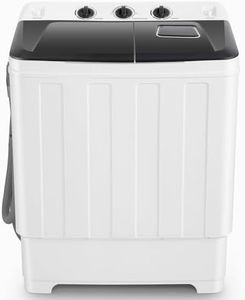 Nictemaw Portable Washing Machine 30Lbs Capacity Washer and Dryer Combo 2 In 1 Compact Twin Tub Laundry Washer (19Lbs) & Spinner (11Lbs) with Built-in Drain Pump, Time Control, for Apartment Dorms RV