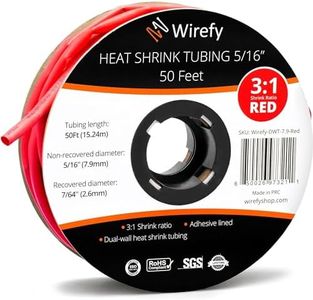 Wirefy 5/16" Heat Shrink Tubing - 3:1 Ratio - Adhesive Lined - Marine Grade Heat Shrink - Red - 50 Feet Roll