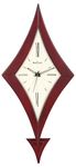 Wood Craft - Diamond Shape Wooden Wall Clock with Pendulum - Japanese Silent Quartz Technology - 21.8 inches x 9.8 inches, Dark Brown Frame-Ivory Dial, Model: WP-136