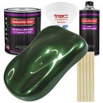 Restoration Shop - British Racing Green Metallic Acrylic Urethane Auto Paint - Complete Gallon Paint Kit - Professional Single Stage High Gloss Automotive, Car, Truck Coating, 4:1 Mix Ratio, 2.8 VOC