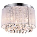 Ceiling Light Fixtures White Chandelier Mini Crystal Chandelier Lighting 3 Light Small Fulsh Mount Light Fixture for Bedroom