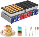 HTTSICHI Mini Pancake Maker - 50Pcs Commercial Pancake Maker With Round-Shaped and Heart-Shaped, Mini Pancakes Maker Machine With 2 Thermostats & 2 Timers, Non-stick Electric Pancakes Maker