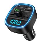 Bluetooth FM Transmitter for Car, Car Adapter Wireless In-Car Radio Adapter Music Player with Dual USB Charging, Hands-Free Calling, Car Charger Supports TF Card and USB Disk