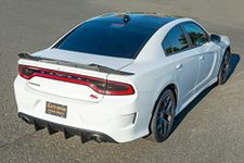 Replacement for 2015-Present Dodge Charger SRT | SRT Factory Style Rear Bumper Dual Tips Exhaust Diffuser (ABS Plastic - Matte Black)