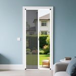 Customizable Size No-Drilling Retractable Screen Door with Aluminum Frame,Sliding Screen Door for Mosquito Prevention，Seamless Interior Door for Door Replacement (White)