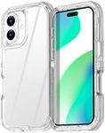 AICase for iPhone 16 Case Clear,Heavy Duty Durable 3-Layer [Not Yellowing][Military Grade Drop Protection] Shockproof/DropProof Protective Cover for iPhone 16 6.1" 5G