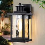 Outdoor Wall Light Fixtures 11.65'', Exterior Wall Lantern Waterproof, Porch Sconces Wall Mounted Lighting with E26 Socket, Modern Matte Black Wall Lamps for House Patio Front Door, 1Pack