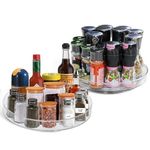 EDIMENS 2 Pack Lazy Susan Turntable Cupboard Organise, 360°Rotatable Spice Rack Fridge, Clear Acrylic Cupboard Condiment Spinning Tray, Multi-Functional Spice Rack for Kitchen Pantry Storage 23cm 27cm