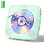 Gueray Desktop CD Player Bluetooth CD Players with Speakers for Home 1800mAh Rechargeable Battery Portable CD Player with AUX USB Headphone Jack FM Radio with LCD Display for Kids Gift (Green)