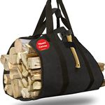 Extra Large 2in1 Firewood Carrier Waxed Canvas Bag 44”x23”, Heavy Duty Log Wood Holder Tote Bag with Handles and Shoulder Strap for Indoor Fireplace, Outdoor Camping (Khaki)