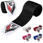 Boxing Hand Wraps Martial Arts Bandages Inner Gloves Punching MMA 2.5 3.5 4.5 Meter Wrist Support Straps Elasticated Training Bag Combat Sports under Hand Knuckles Protection Mitts (2.5 M, Black)