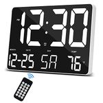 SZELAM Digital Clock Large Display,11.5" Digital Calendar Alarm Clock with Wireless Remote Control,LED Oversized Wall Clock with Date Temp,12/24H,Snooze Alarm Clock for Home Bedroom Office School Gym