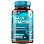 Marine Collagen 1000mg Enhanced with Hyaluronic Acid 100mg - 90 Super Strength Capsules - Hydrolysed Collagen Supplements - Vitamin C, Vitamin E, Vitamin B2, Zinc, Copper - Made in The UK by Nutravita