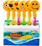 Toyrifik 12” Giant Bubble Wand with Emoticon Clapper, Bulk 12 Big Bubbles Wands Pack (1 Dozen)- for Kids, Summer, Outdoor Activity, Party Favor, Toys, Pool