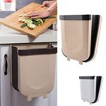 plastific Kitchen Over Cabinet Drawer Door Hanging Organizer Basket Balance Attach a Trash Waste Bin Box (Beige - Folding Trash Can)