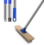 MEIBEI Deck Brush, Stainless Steel Wire with Long Handle 57", Perfect for Algae, Tough Stains on Concrete, Walkways, Patio and Swimming Pool