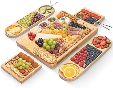 FamRica Charcuterie Board Set - Extra Large Cheese Board with 2 Drawers, Bamboo Cheese Tray Serving Board - Unique, Wedding, Housewarming, Birthday Gifts