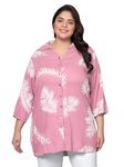 Indietoga Women's Plus Size Rayon Longline Shirt Tops (10001464_Pink Printed_3XL)