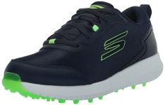 Skechers Men's Max Fairway 4 Spikeless Golf Shoe Sneaker, Navy/Lime, 9