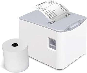 Bisofice Imprimante de Reçus 80 mm, Imprimante Thermique de Reçus avec Connexion USB+LAN, Imprimante Ticket de Caisse Prenant en Charge Command ESC/POS pour Restaurants, Supermarchés, Commerce, Blanc