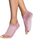 Tucketts Flow Toeless Non-Slip Grip Socks - Anti Skid Yoga, Barre, Pilates, Home & Leisure, Pedicure - S/M - 1 pair Mauve Pique