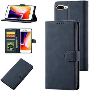 YocoverTech Case for iPhone 7 Plus Wallet Case,for iPhone 8 Plus Case[5.5"] Retro Matte PU Leather Case Wallet Flip Cover with RFID Blocking Card Slots Magnetic Closure Kickstand Cover-Navy Blue