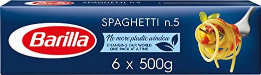 Barilla Pasta, Premium Spaghetti Pasta 3kg, Authentic Italian Quality, Pasta Bulk Pack of 6 x 500g