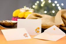 Be Stories Marigold One Side Print Blank Greeting Note Cards With Envelopes 130 GSM With Gold Foil & Sticker Seals For Birthday, Diwali, Chirtsmas, Thanksgiving - 5.50 x 3.50 inches, Pack of 5