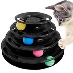 Purrfect Feline Titan's Tower - New Safer Bar Design, Interactive Cat Ball Toy, Exerciser Game, Teaser, Anti-Slip, Active Healthy Lifestyle, Suitable for Multiple Cats 4 Tier (4 Level, Black)