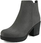 DREAM PAIRS Women's Ankle Boots Chunky Heel Platform Fall Heeled Short Booties Shoes,Size 8,Grey-1,Zoey-1