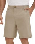 33,000ft Mens Golf Shorts 9 inch Inseam Quick Dry Elastic Waist Classic-Fit Drawstring Dress Shorts Hiking Fishing Business Taupe
