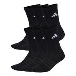 adidas Unisex Cushioned Crew Socks 6 Pair Pack, black/black/white, 8.5-10