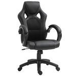 HOMCOM Racing Gaming Chair High Back Office Chair Computer Desk Gamer Chair with Swivel Wheels, Padded Headrest, Tilt Function, Black