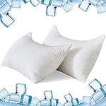 YOUMAKO Cooling Side Sleeper Pillows for Neck and Shoulder Pain Relief - King Size 2 Pack Bed Pillow for Sleeping - Cooling Pillow with Ice Silk and Hotel Quality Curved Supportive Pillows