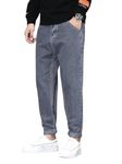 Ben Martin Men's Casual Stretchable Denim Tapered Fit Grey Carrot Jeans Size 30_1