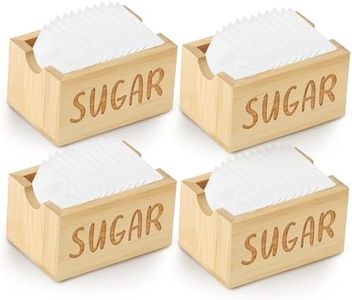 4 Pcs Bamboo Sugar Packet Holder Tea Bag Organizer Drawer Sugar Packet Container Sugar Packet Dispenser Sugar Packet Organizer Caddy Coffee Creamer Holder Tea Storage Box for Counter Coffee Bar (4)