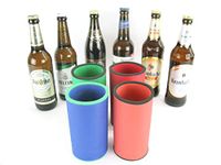 4 High-Quality Coolers Made of 5-6 mm Thick Neoprene for 0.5 L Bottles in Black, Yellow, Green, Blue, Red and Orange (4 Colourful Mix Bottle Coolers)