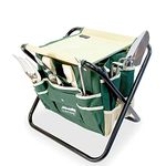 GardenHOME Garden Tool Set, Stainless Steel 7 Piece Tool Set, Heavy Duty Folding Stool, Detachable Canvas Tote Bag, Gardening Tool Kit Organizer