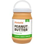 Pintola All Natural Peanut Butter Crunchy 2.5kg | Unsweetened | 30g Protein | Vegan Peanut Butter, 100% Pure Roasted Peanuts | Non Gmo | High in Protein Spread, Gluten & Cholesterol Free, Nut Butter