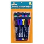 Channie's 12 Pack Magnetic Dry Erase Markers with Eraser Cap, 12 Colored Fun Whiteboard Markers for Kids, Fine Tip, Low Odor, Safe to Use