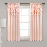 Lush Decor Circle Dream Window Curtains Panel Set for Living, Dining Room, Bedroom (Pair), 54" W x 63" L, Blush