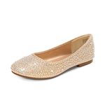 DREAM PAIRS Big Kid Muy-Shine Gold Glitter Girl's Mary Jane Ballerina Flat Shoes - 4 M US Big Kid