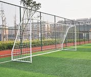 PASS Premier 12 X 6 Ft. Youth Size Steel Soccer Goal. 2" Diameter Strongest Steel Frame w/Durable 4mm Net, Ground Stakes, Elastic Clasp & Re-Usable Ties. 12x6 Ft. Practice Aid.(1Net)