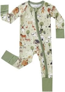 pureborn Baby Boys Sleeper Viscose from Bamboo Pajamas 2-Way Zipper Snug Fit Sleepwear Farm 12-18 Months